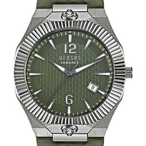 Mens Versace Green Silver Plate Watch! New